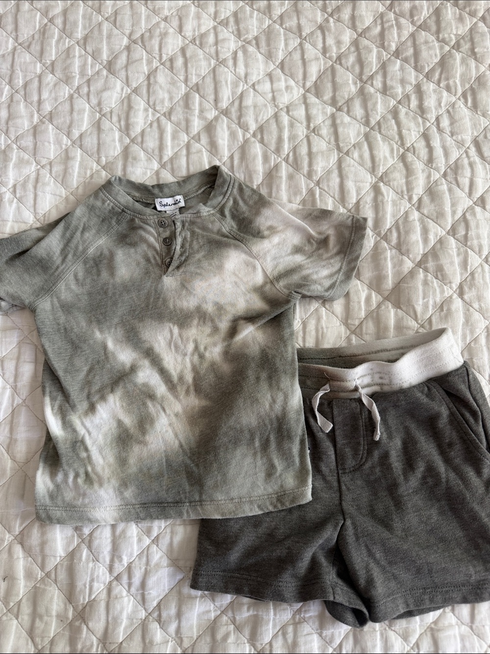 Splendid Olive Green Tie-Dye Henley Tee - Short Sleeve